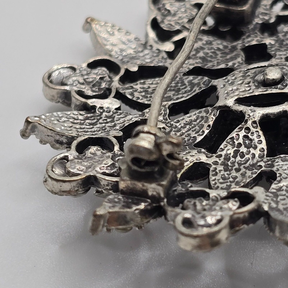 Vintage‎ Sunburst Brooch Women Silver Rhinestone Sparkling Statement - Picture 6 of 9